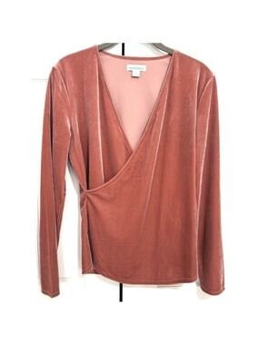 Sundance Women’s Sz S Morgan Velvet Faux Wrap Top Blush Pink Surplice